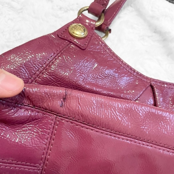 COACH Mia Patent Mini Maggie Raspberry Patent Leather Small Hobo Y2K Handbag - Picture 6 of 7